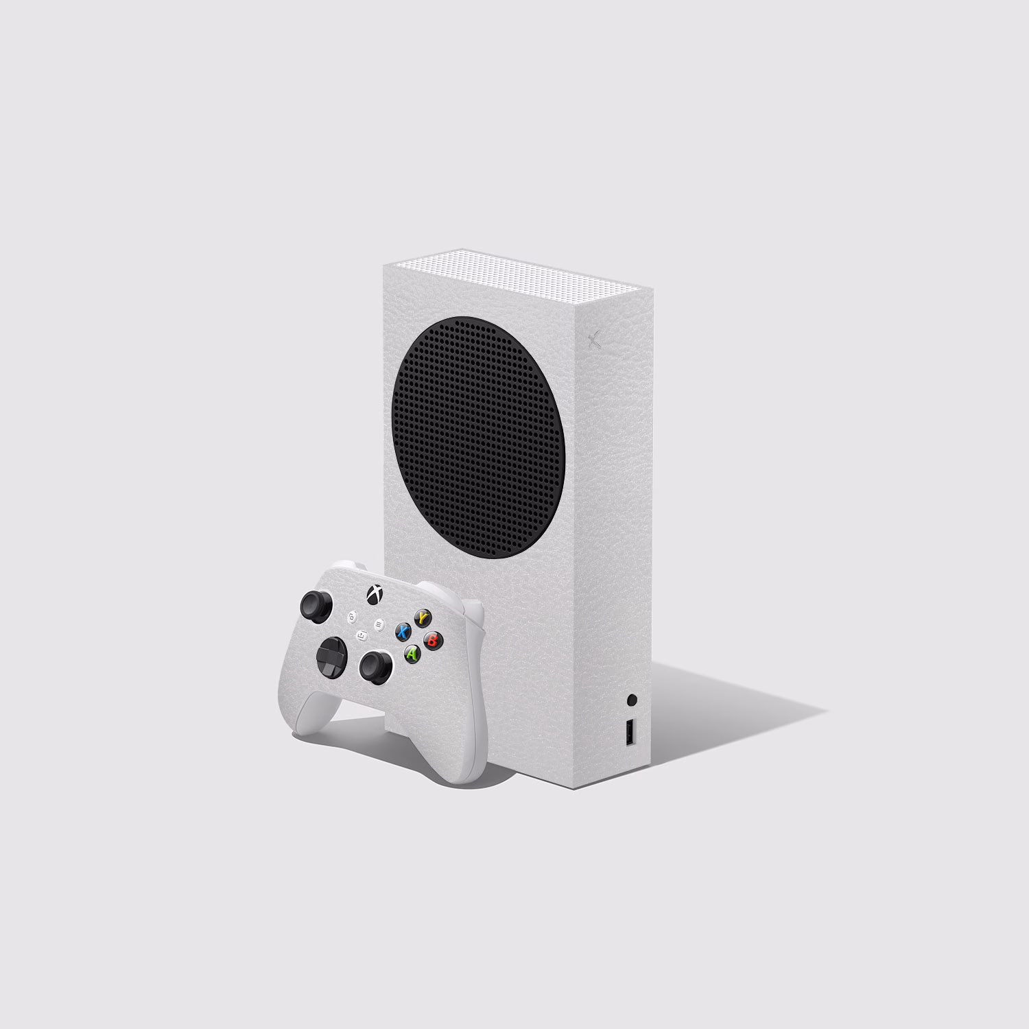 White Leather Xbox Series S Console and Controller Skin Wrap