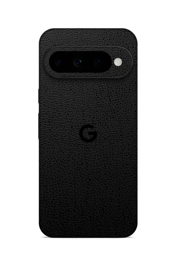 Google Pixel 11 Pro XL LEATHER Series Black Leather full-coverage with logo skin-wrap-ultraskinz