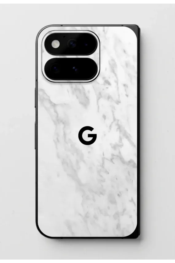 Google Pixel 11 Pro Fold STONE Series White Marble easy-to-apply with logo skin-wrap-ultraskinz
